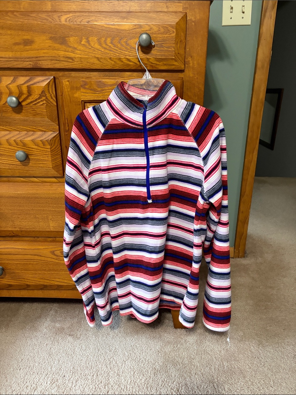 Eddie Bauer Women's Striped Fleece - Red, White, Navy and Purple